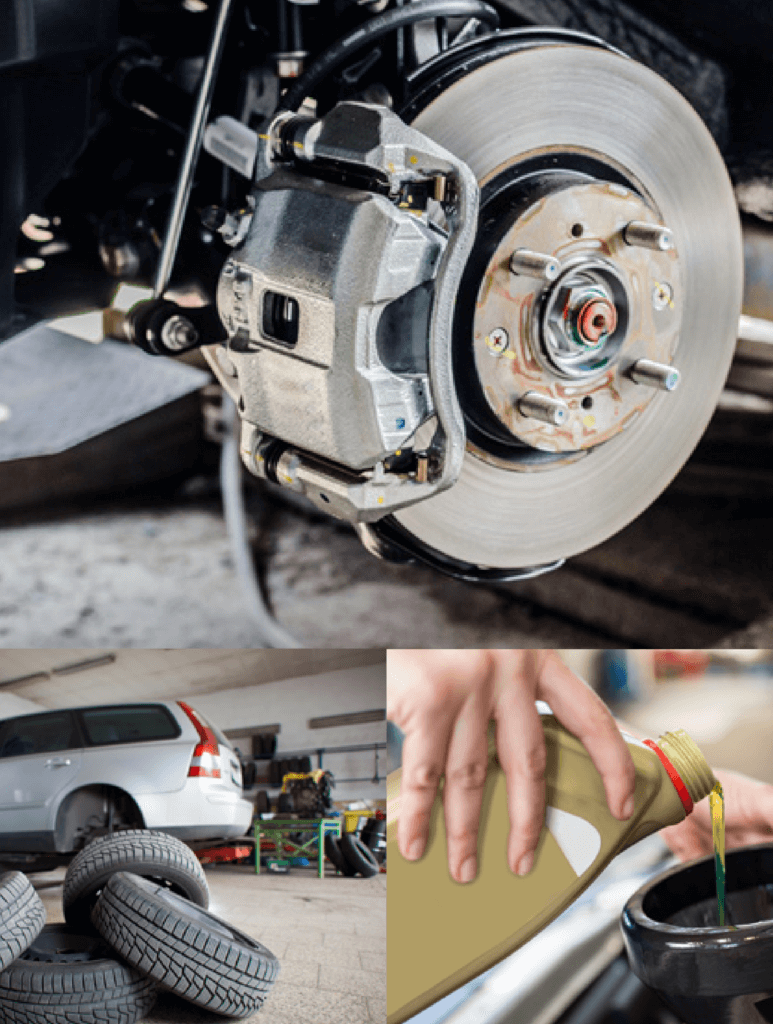 three photos of car mechanic services